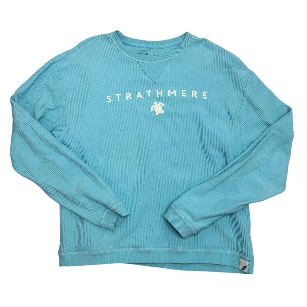 Unwind by LEAGUE Long‑Sleeve Tee 💙 Light Teal • Ribbed •Turtle Graphic ✨ Size L